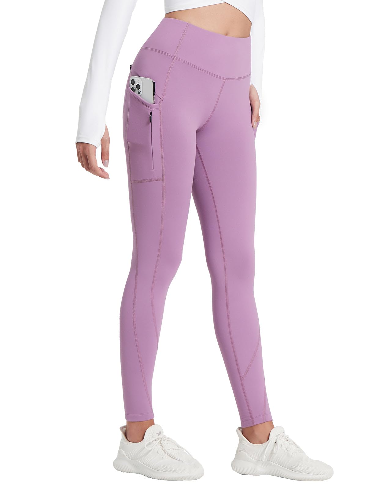 Women's Fleece Lined Leggings - Purple XL