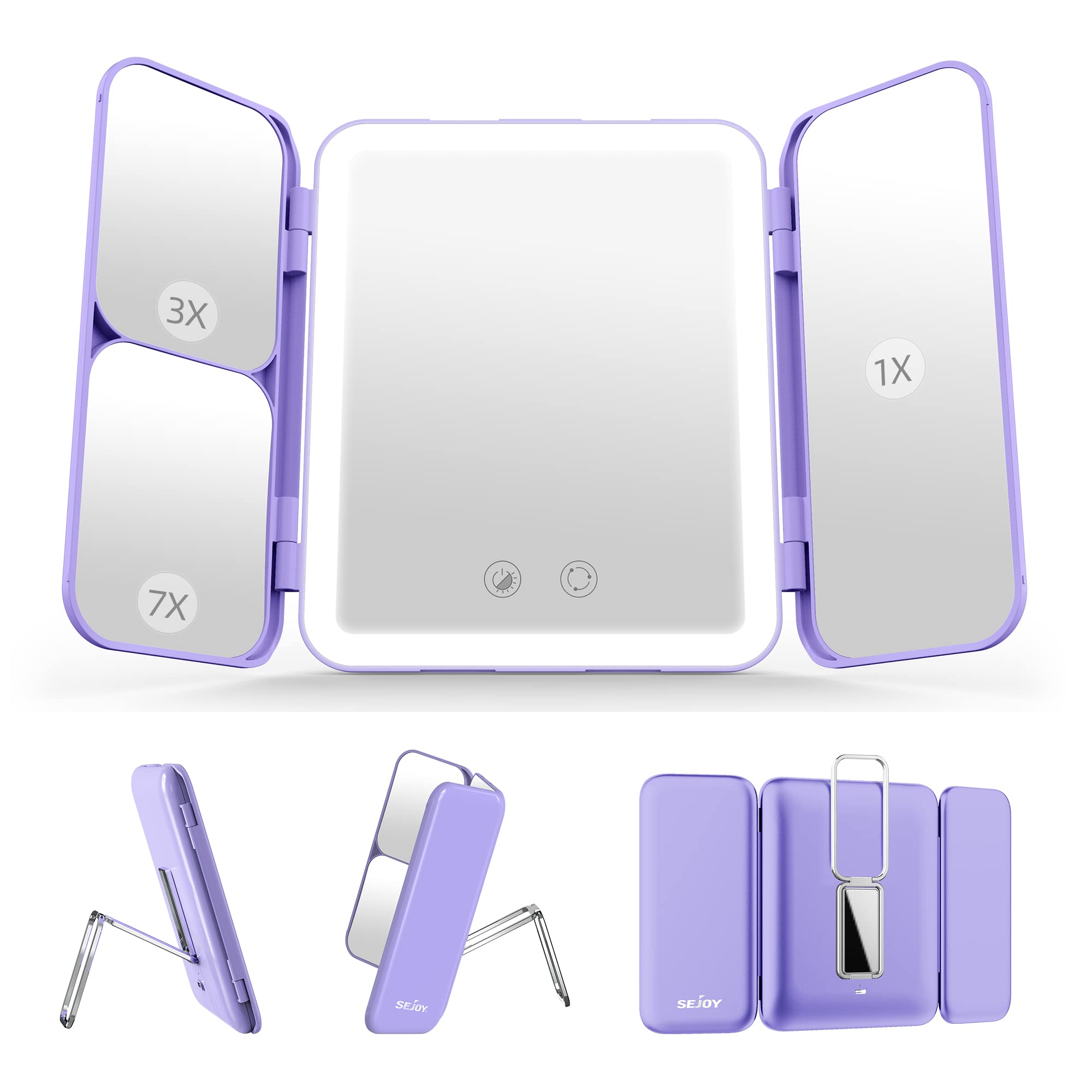LED Makeup Mirror with Lights - Purple SM363-PUR