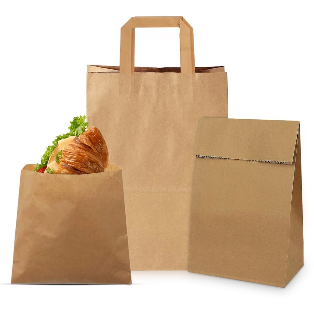 Takeaway Paper Food Bags *CHOOSE YOUR SIZE* | Brown 30x25x14cm 50-image-5196c73c-0198-481a-a1db-2c66395d72a8-34655
