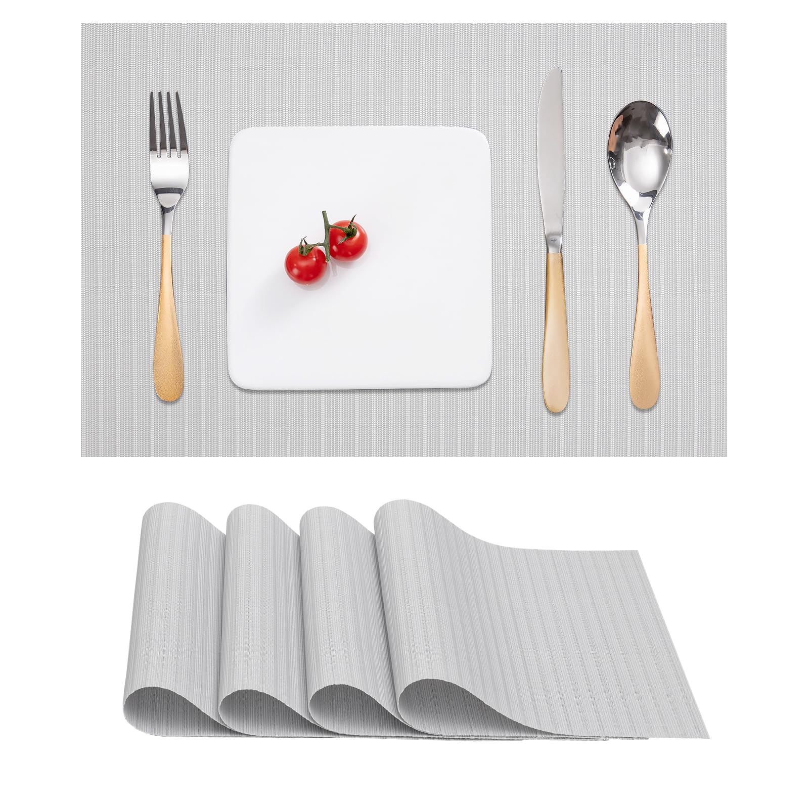 Set of 4 Washable Non-Slip Heat-Resistant Table Placemats - 17"x12" Woven Vinyl for Kitchen & Dining-image-ea63b80d-7f2b-4e59-bb02-c1753cf3b132-66528
