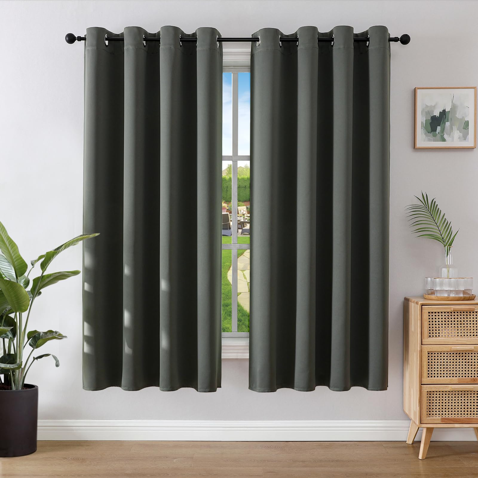 Blackout Curtains Thermal Insulated - Dark Grey 52x63in-image-3313b36e-ce6b-4af1-aaeb-3892e79b014c-108032