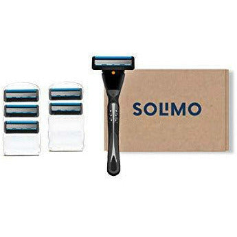 Amazon Brand - Solimo Men 5 Blade Razor + 6 Refills