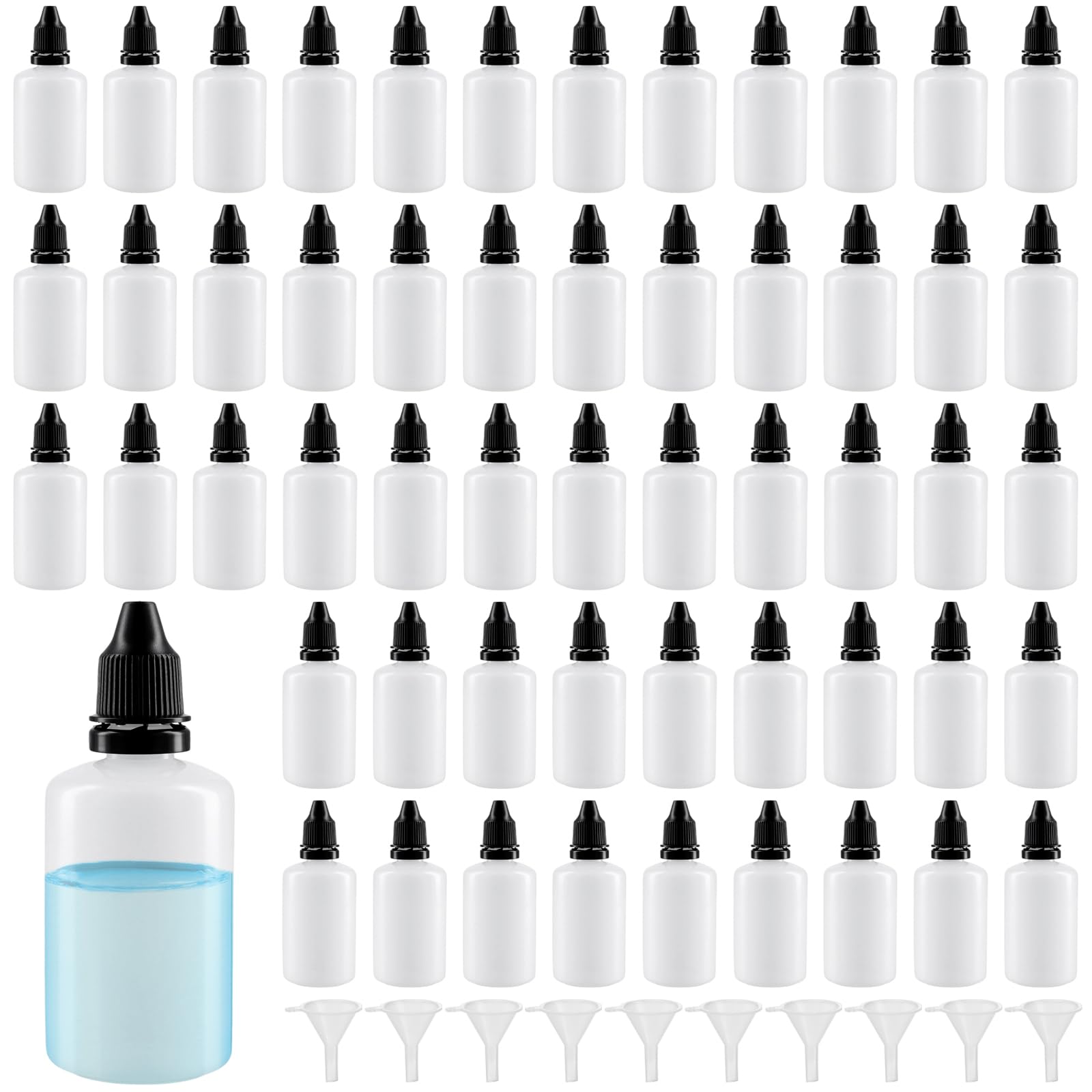 100 Pack 30ml Dropper Bottles with Funnels - Transparent Black Cap-image-72f75d6c-c21e-4a42-a891-e271be42e862-94599