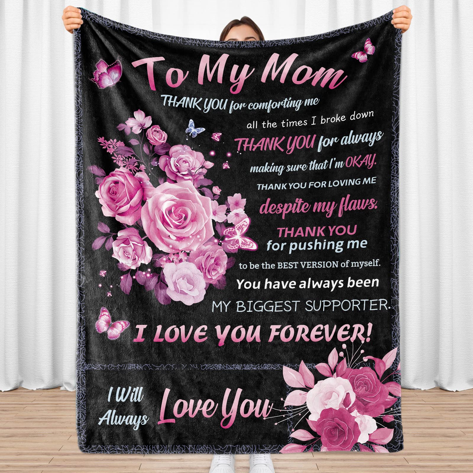 Soft & Cosy Rose Butterfly Flannel Blanket - Perfect Mother’s Day Gift, Lightweight 50"x60" Throw for Sofa, Bed, or Chair-image-ee9f9ed9-adb6-45ac-b5cf-29b651e16848-66912