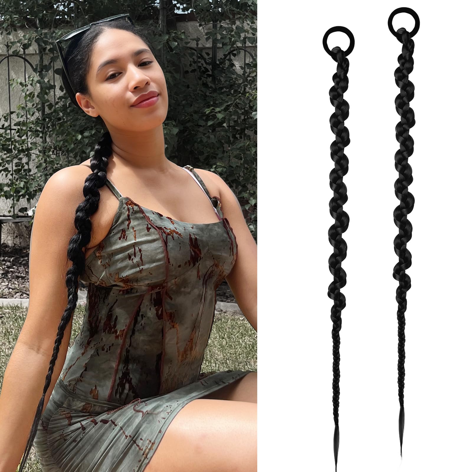 Dreamlover Long Plaited Ponytail Extensions for Women - Soft, Easy to Use, Versatile Styles, 2 Pieces