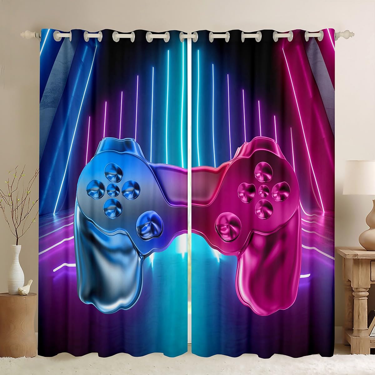 3D Gamepad Curtains Galaxy Drapes - Multicolour W46 x L72-image-8391127a-0435-44d3-9b3a-82eac95c6ee3-115817