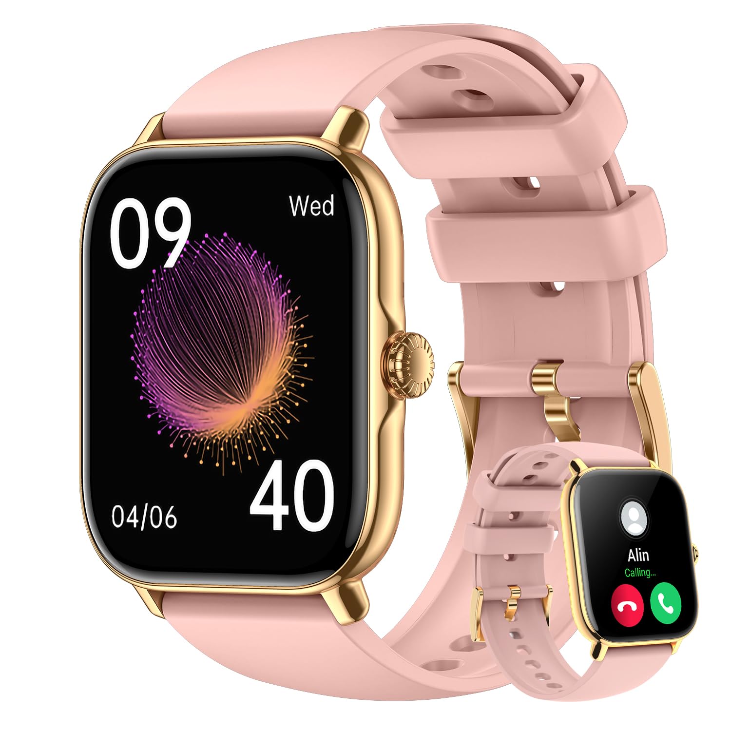 Smart Watch with Call Function Fitness Tracker - Pink 40.8*37.8*10.7mm