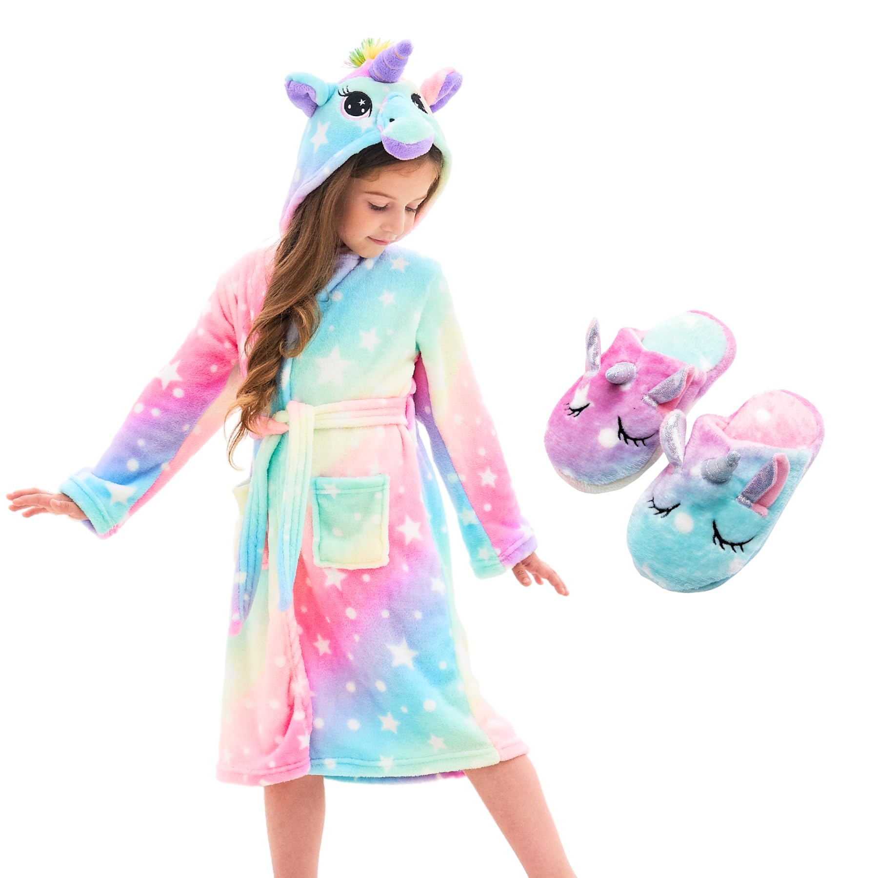 Unicorn Dressing Gown with Slippers - Pinkish 8-9 Years-image-6edf6dd4-a4cb-43c8-ab43-a6bf49e5fd38-110222