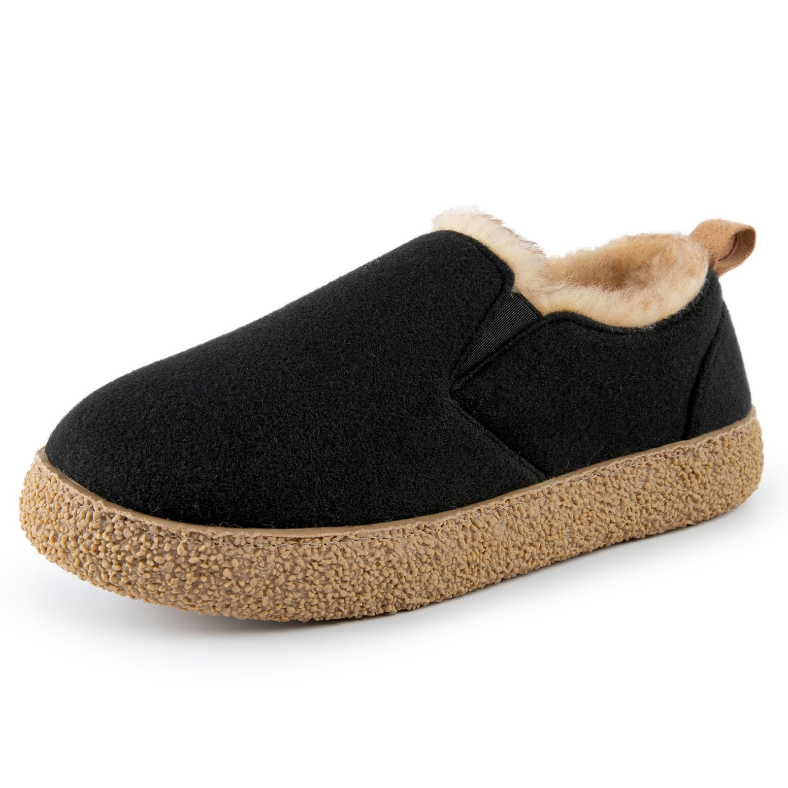 MERRIMAC Women's Ink Black Faux Felt Slippers, Comfy Non-slip Memory Foam, Size 5-6 UK-image-d8c8e8af-5219-4732-bff0-fd72098c3ac2-53761