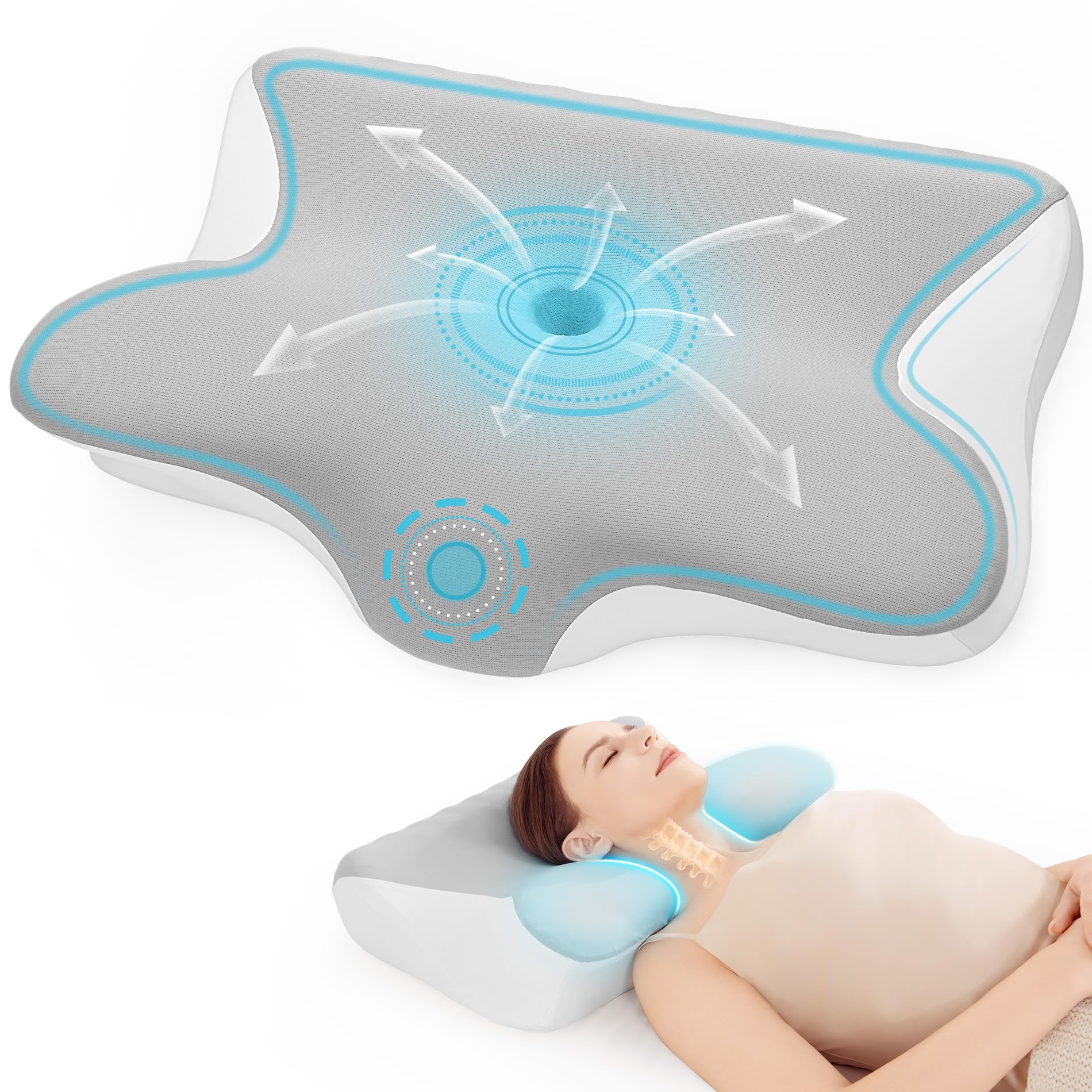Cervical Memory Foam Pillow - Light Grey GM-1226 UK-image-208c8639-3bb5-46cd-9f39-e4bb3e37fb32-4376