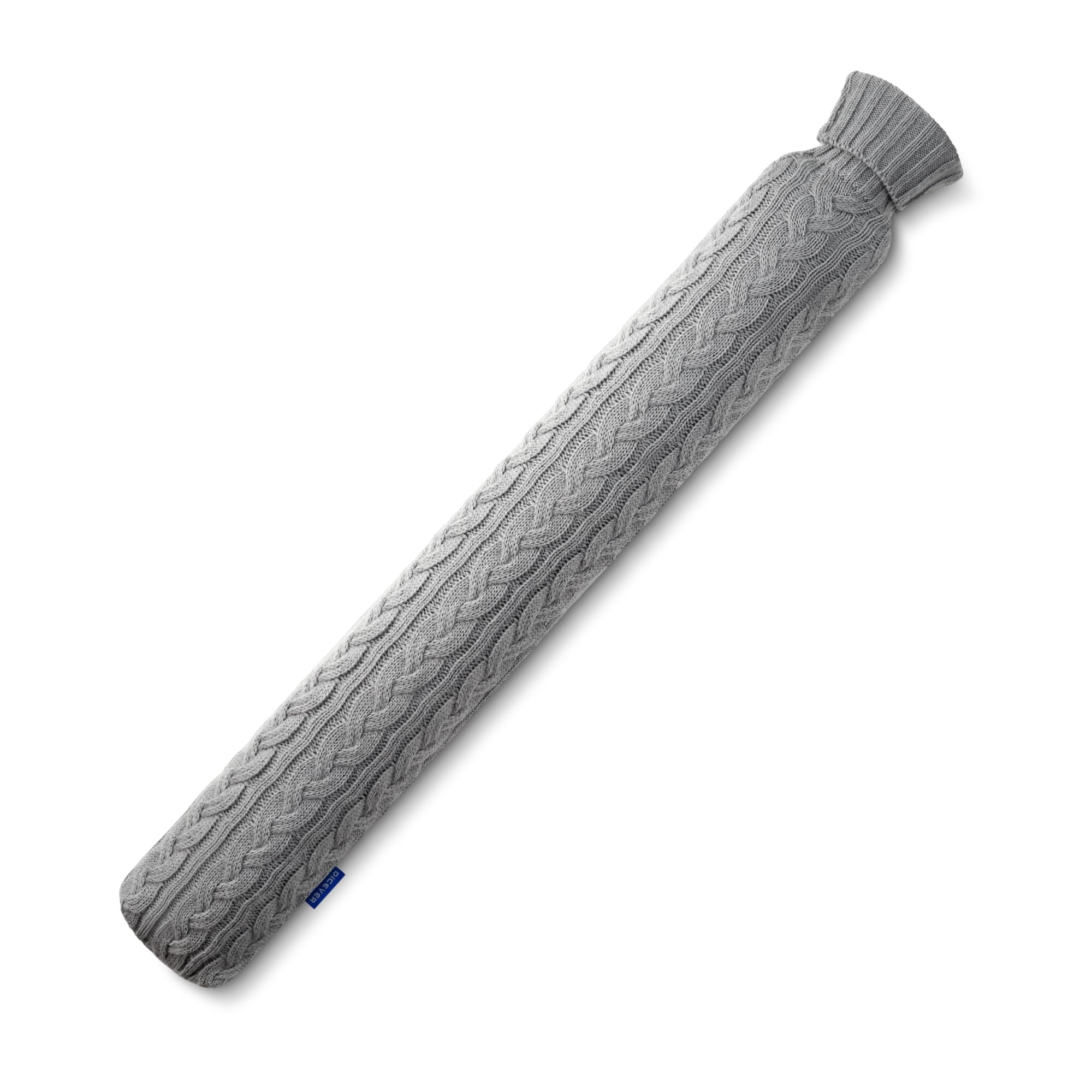Hot Water Bottle with Knitted Cover for Bed & Pain Relief, Ideal for Women & Seniors, Grey