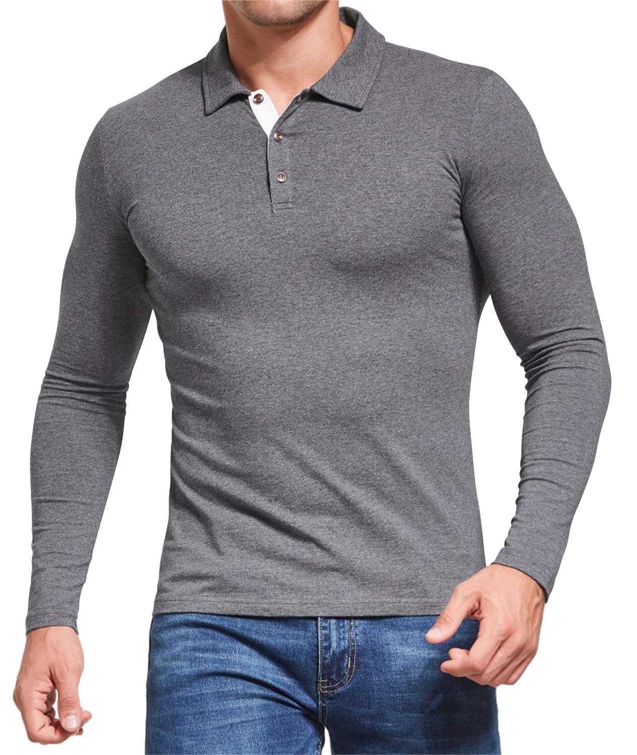 Men's Long Sleeve Polo Shirt - Dark Grey XXL-image-a6bb8df5-841c-4ad0-be63-ab5a921957af-99680