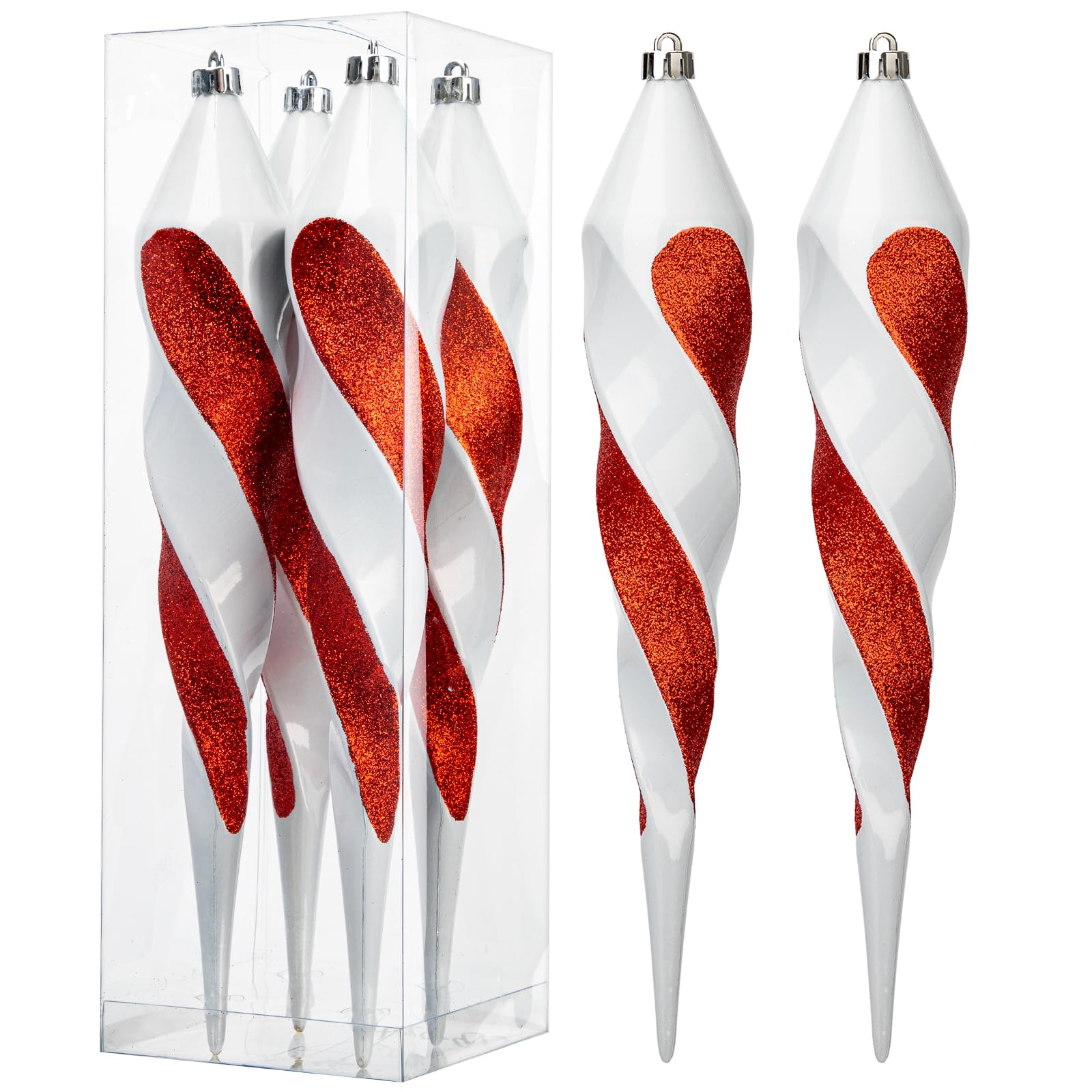 4PCS Swirl Icicle Christmas Baubles 30cm, White/Red Glitter Ornaments for Xmas Tree, Home & Party Decor-image-b7653ae5-ad0d-48d5-a87c-fcdcfe81c1f0-65996