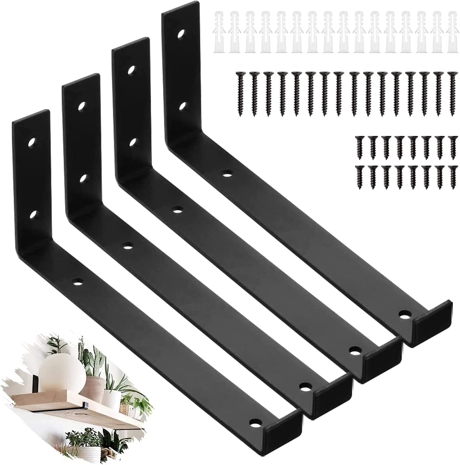 Heavy Duty Shelf Brackets - Black 8 Inch 4 Pack-image-3aca4345-17e4-444f-bfa2-1b3f34a51479-112391