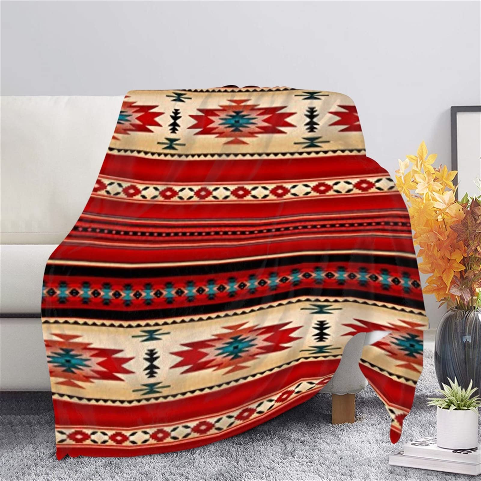 Tribal Throw Blanket Aztec Stripe - Red L-image-49540af8-338c-45e2-a248-361d471c9093-110768