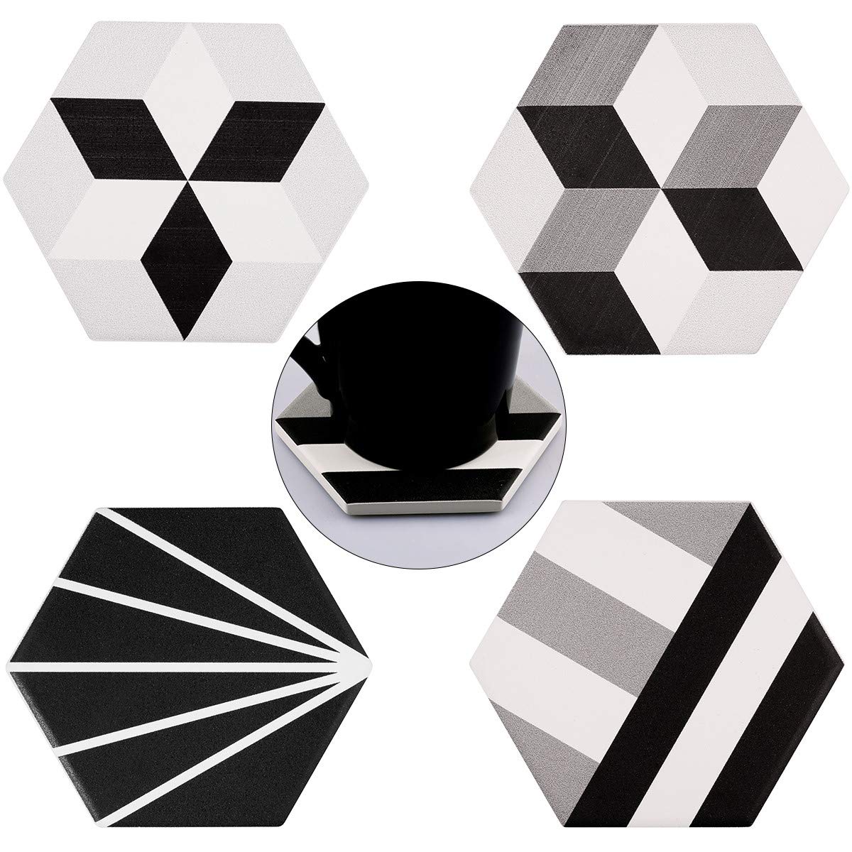 Diatomite Coasters Set - Hexagonal, 4pcs-image-956b069f-9287-4672-9030-8839802e56d6-90970