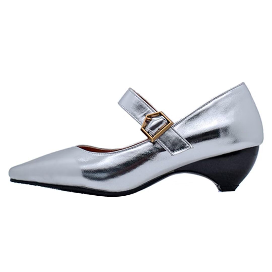 Mary Jane Court Shoes - Silver UK 4-image-829013b6-847e-4d04-ba7e-171ab0d8ee70-109502