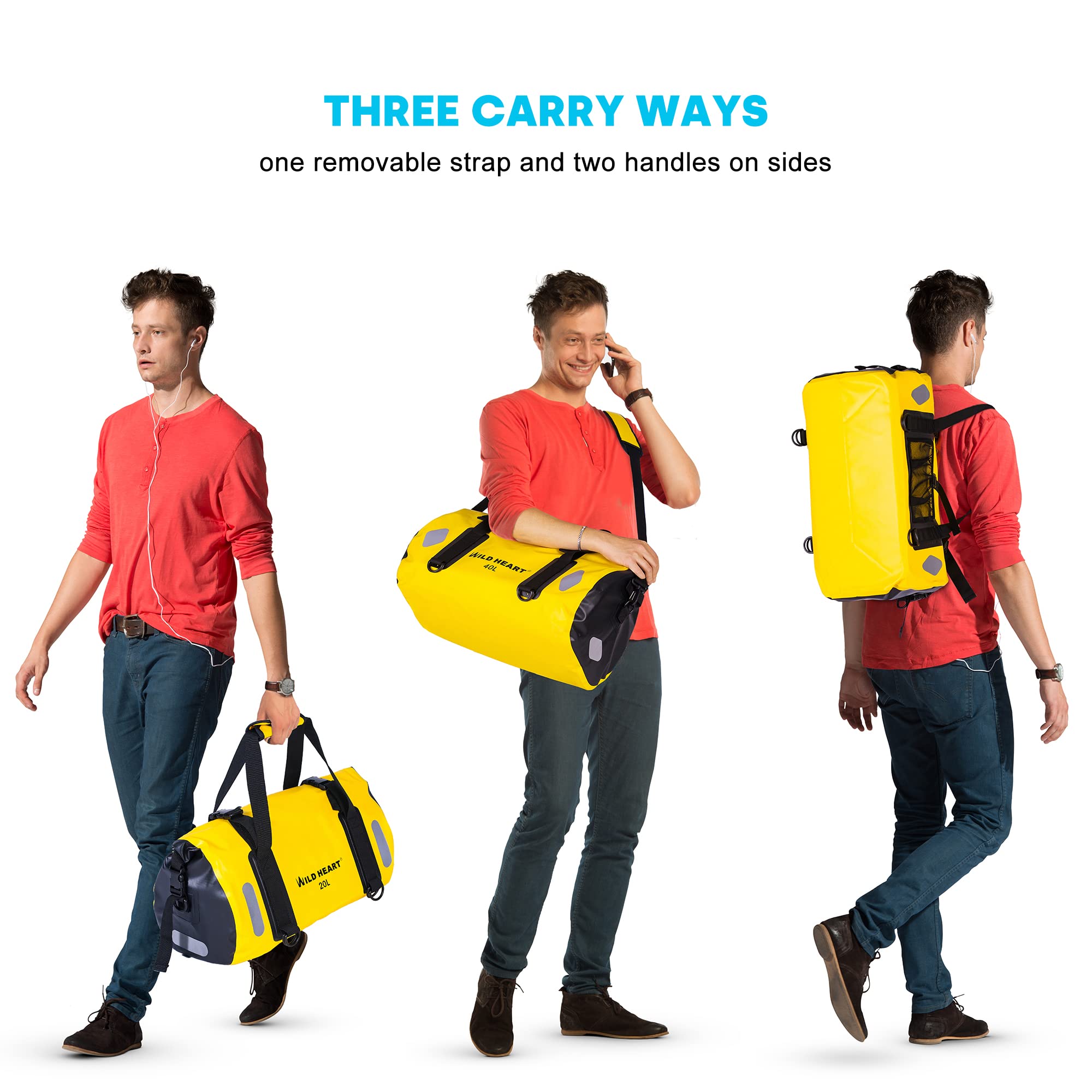 WILD HEART Waterproof Bag Duffel Bag 20L 30L 40L With Welded Seams