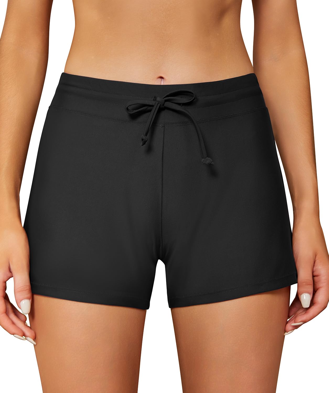 SHEKINI Women's Swimming Board Shorts Mid-High Waisted Black, Medium-image-e38d847f-cf50-405a-bf77-3d9894a05eaa-59347