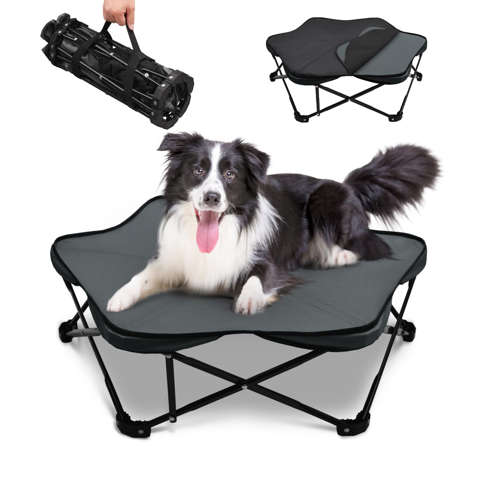 Hexagonal Elevated Dog Bed Foldable - Grey Medium-image-cf194981-4624-42da-a413-9a966b48047e-117124