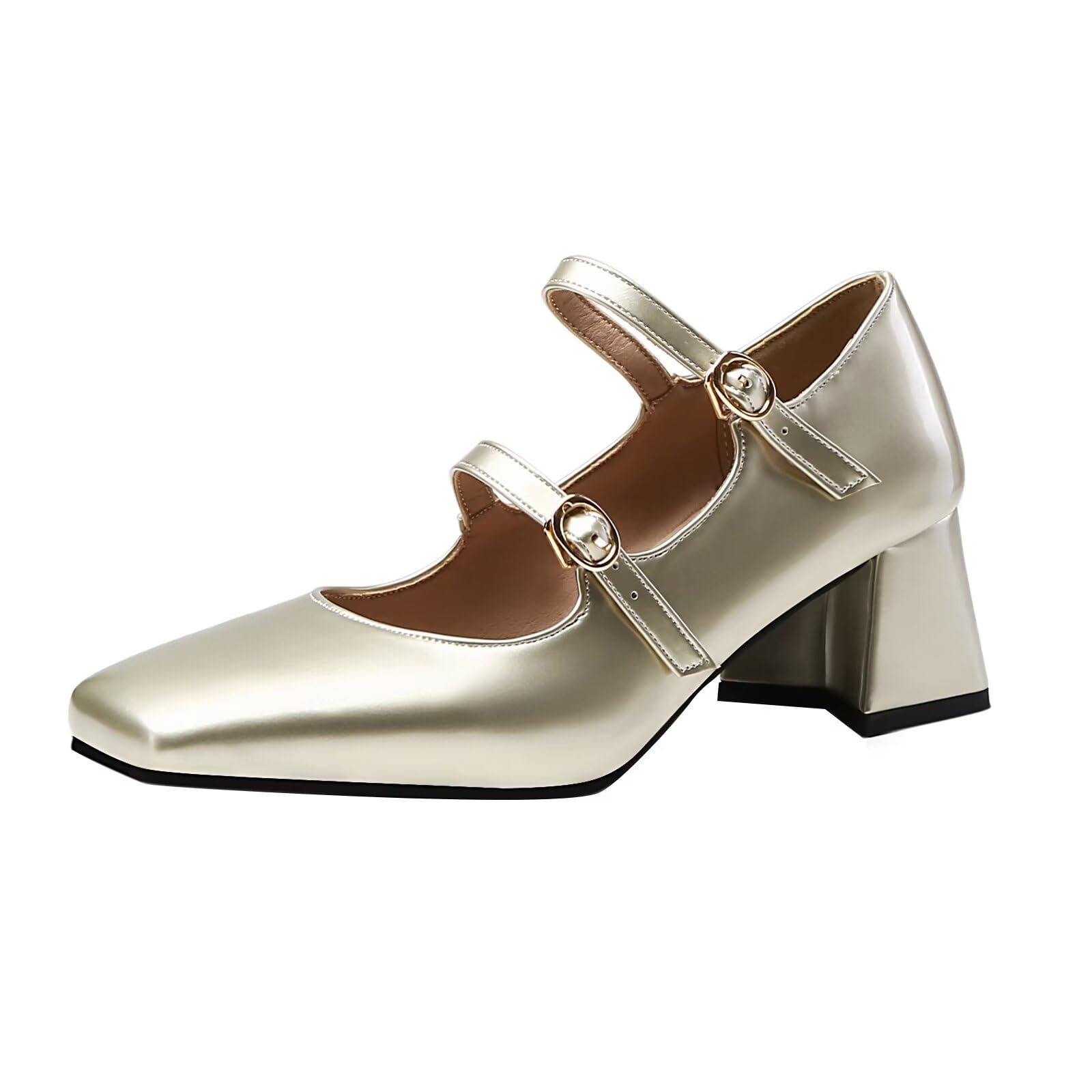 Women's Patent Mid Heels Pumps - Gold UK 7.5-image-e7cc0b50-3d94-42d1-9458-9f668ff1a65b-105507
