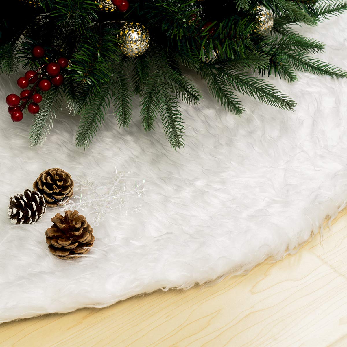 GIGALUMI Christmas Tree Skirt Fur Tree Mat Tree 90cm White Faux Xmas GIGALUMI Christmas Tree Skirt Fur Tree Mat Tree 90cm White Faux Xmas