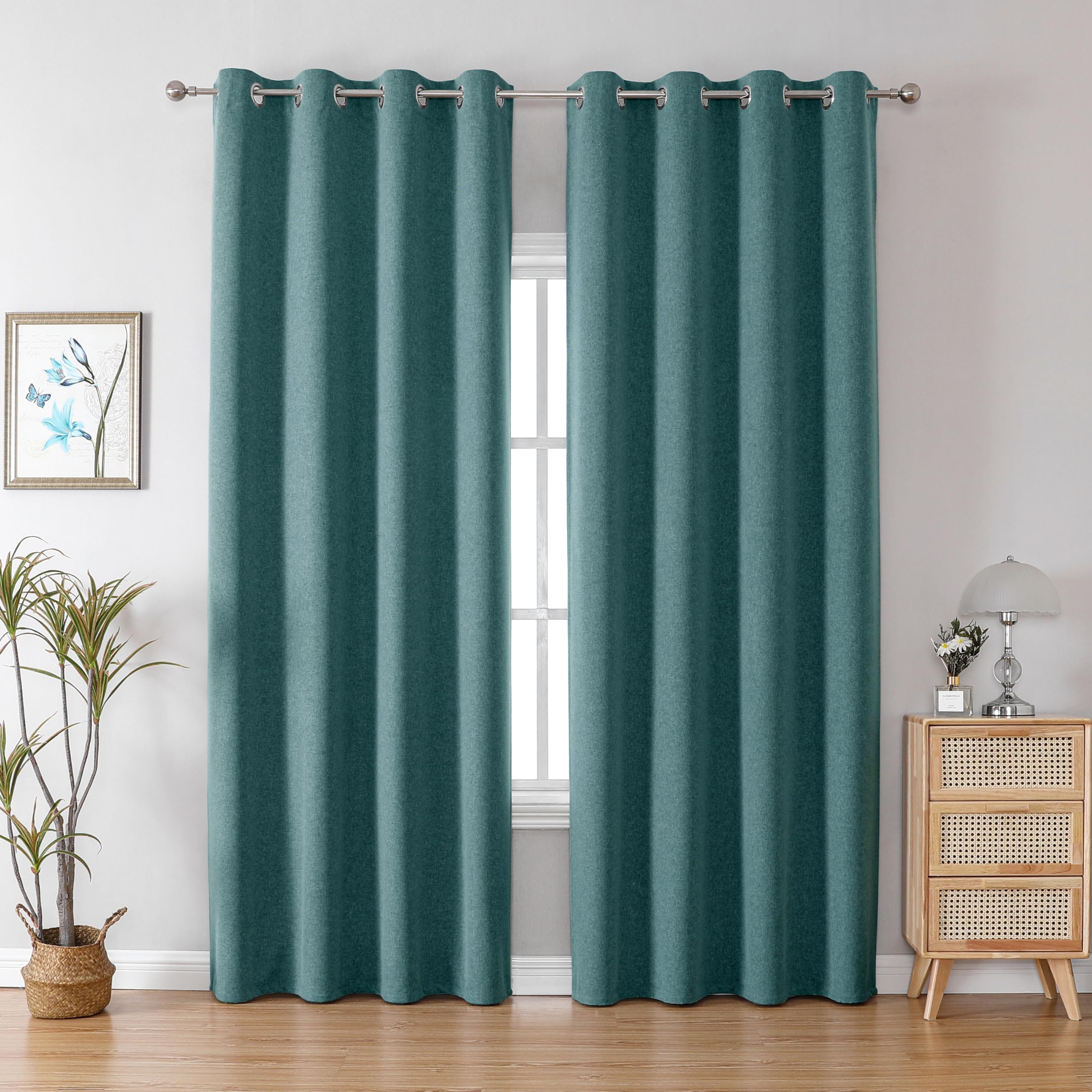 Blackout Thermal Curtains - Teal Green 52x84 Inch-image-53238891-79be-408c-8a8f-2d292706a750-92065