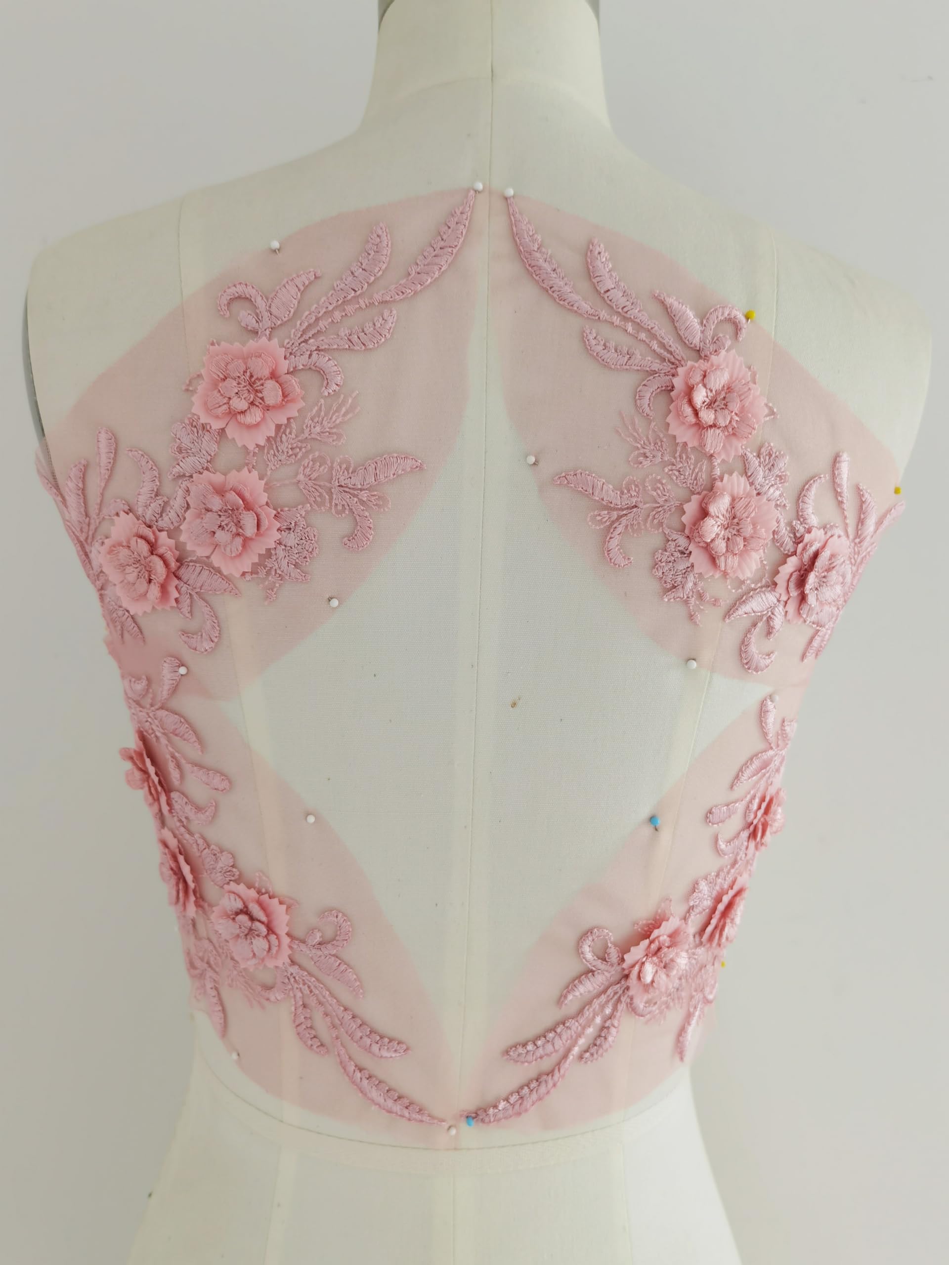 3D Lace Appliqué, Floral Patch for Clothes, Embellishment with Rhinestones, Dark Pink-image-dbd131e0-5d64-4b32-9cbf-fc67f92d6a35-66696