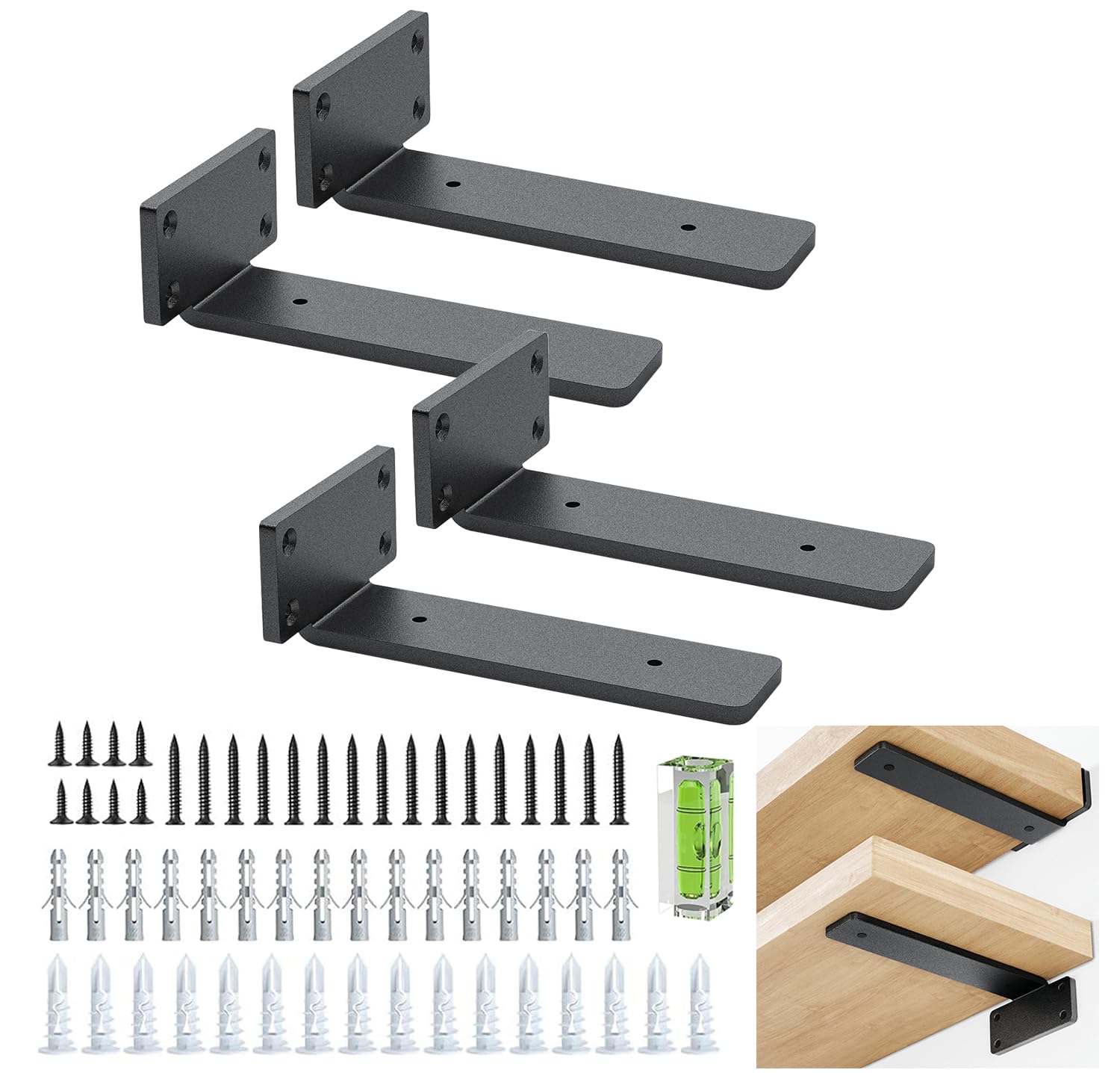 Heavy Duty Shelf Brackets 4 Pack - Black 20cm-image-8d63da97-dc2b-42b4-95f3-a877e18eaf81-114273