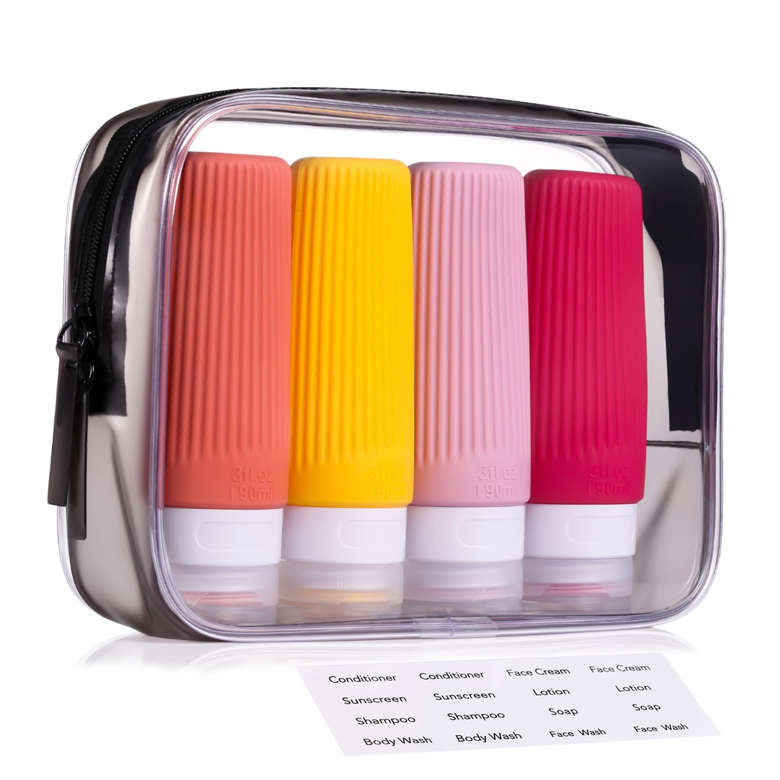 LIYUABU Silicone Travel Bottles for Toiletries,Tsa 90ml Bag（4Pack Red）-image-a6a79cd3-0ba3-4dc6-ac55-5e412c2bd9df-55910