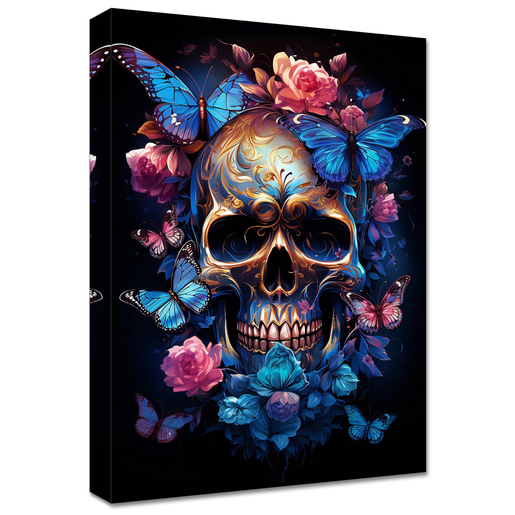 Framed Canvas Wall Art - Rose Flowers and Skull 40x60cm-image-fccc844a-4673-4eb3-ab63-69f4ae57f368-102751