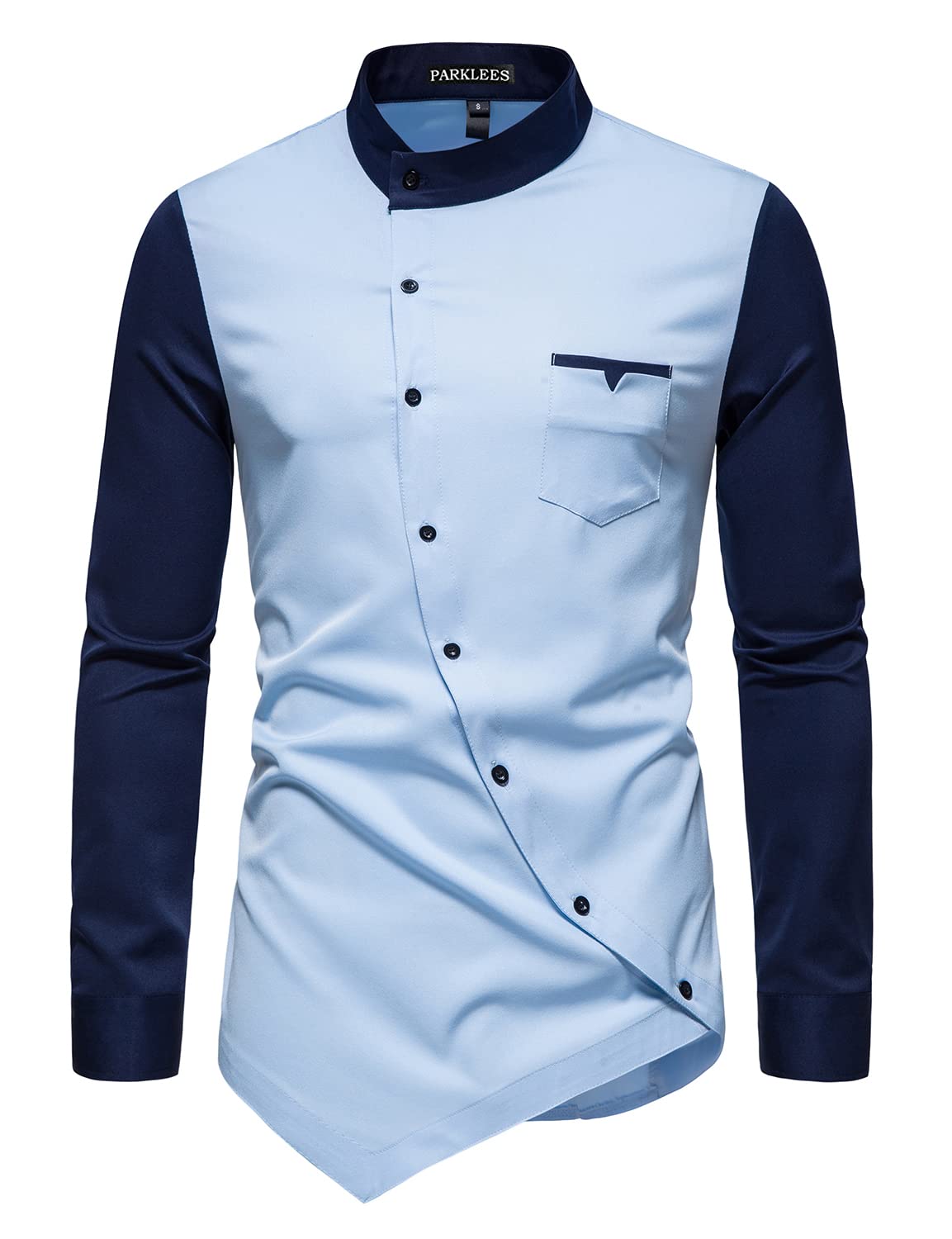 Men's Slim Fit Grandad Shirt - Blue XXL-image-a9709a37-3635-4411-aa7f-567fa31f83b0-113102