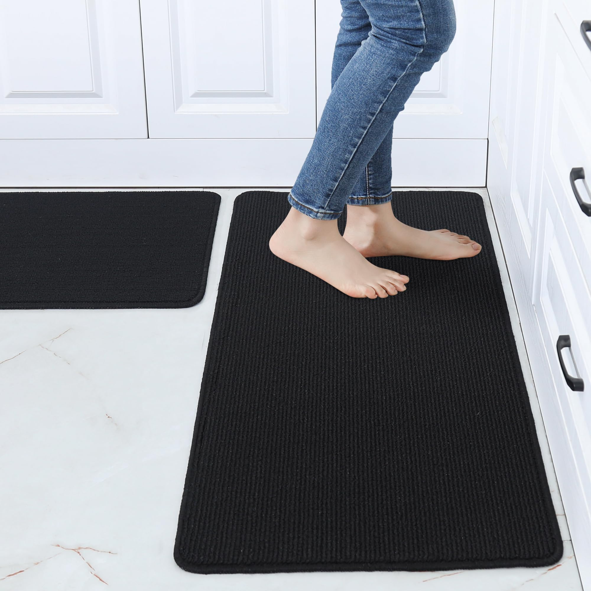 Set 2 Tapis Cuisine Cosy Homeer Marron - Antidérapants, Absorbants, Lavables 51x76cm + 51x122cm