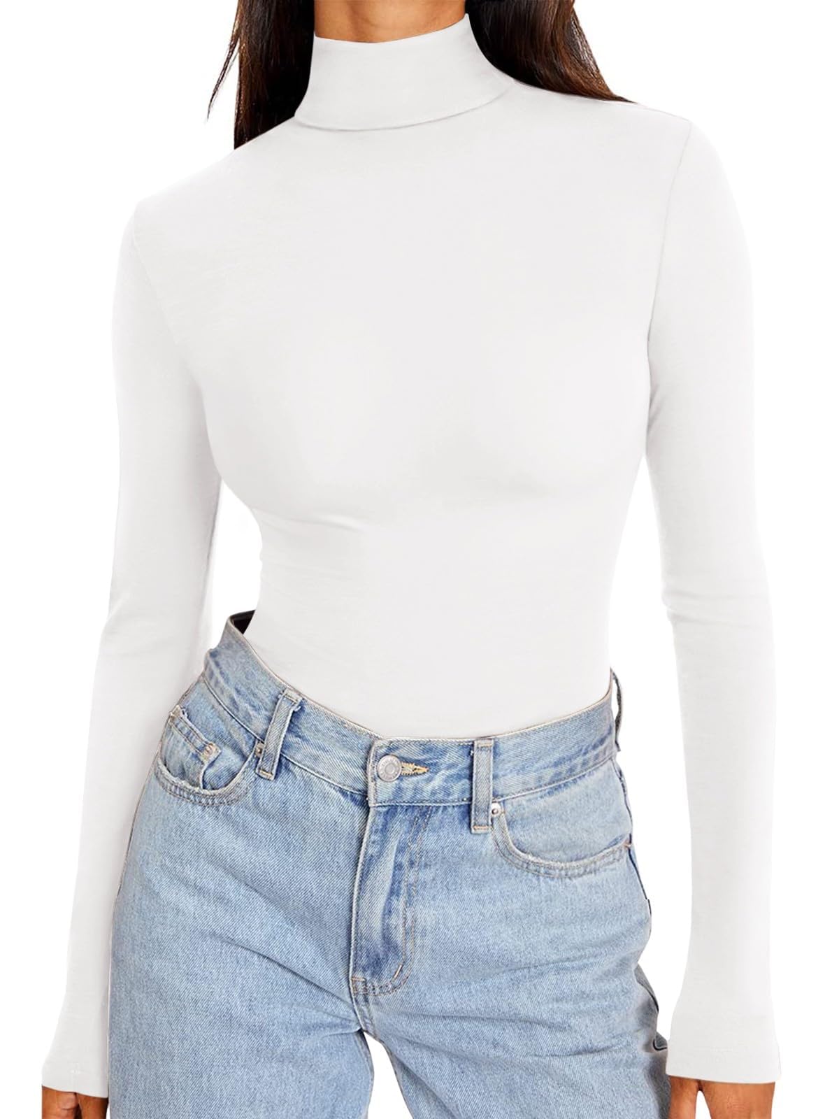 Women's Mock Turtle Neck Top Long Sleeve - White Large-image-dfefbf5e-2850-4e41-bec2-0edda77abc5d-89108