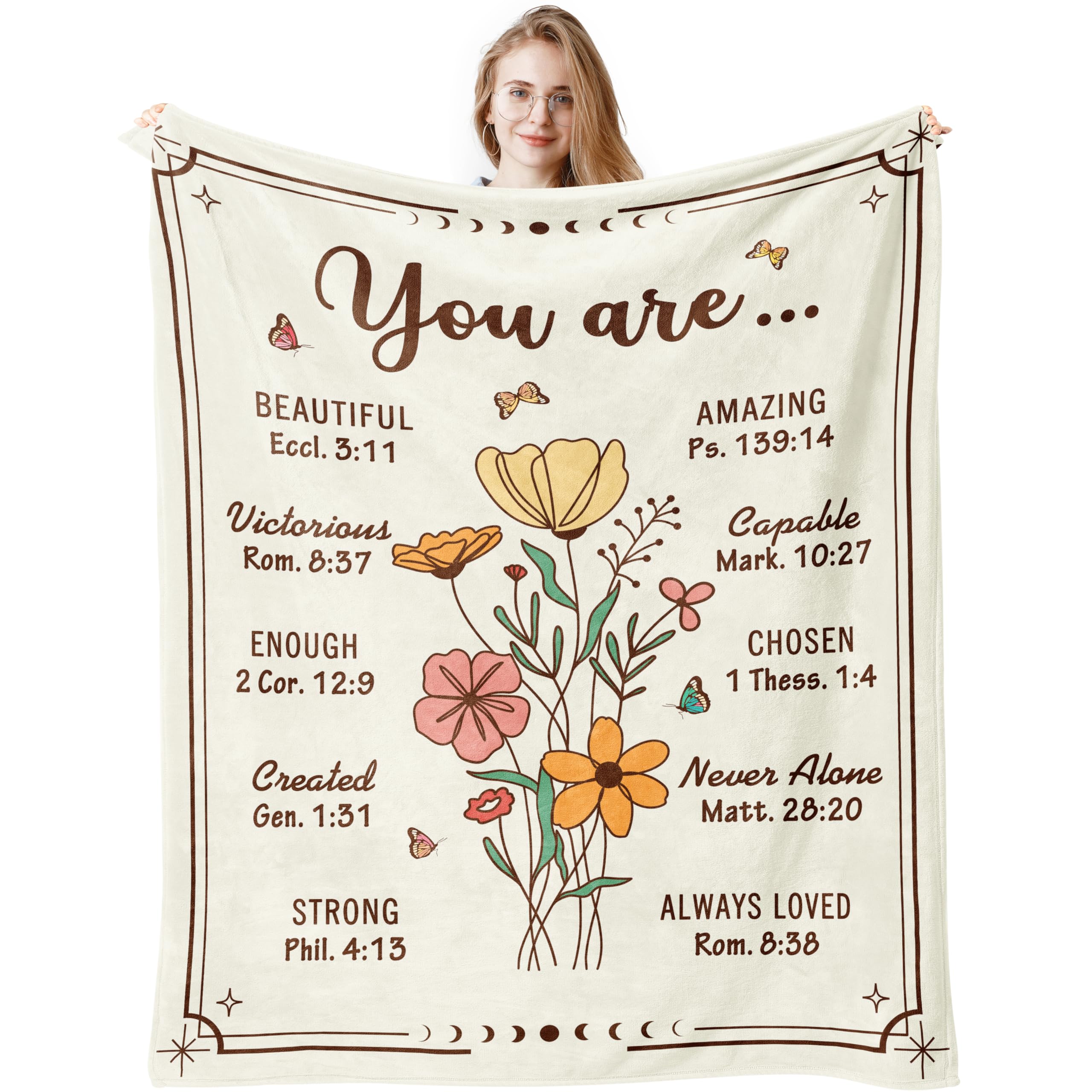 Christian Blanket Floral Bible Verse - White 150x130CM-image-f3f16fab-0178-434d-9e12-ee3f4ea6f8d6-122531