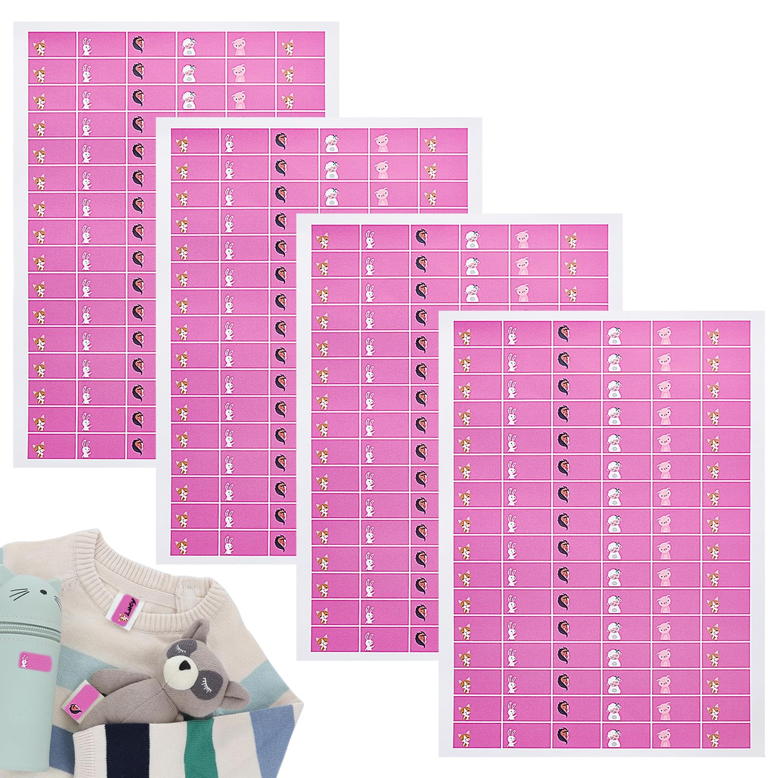 120 Pink Personalised No-Iron Name Stickers for School Books, Bottles, Bags - 120 Pieces-image-f681fcf5-78c6-427a-8938-613ea57a89b5-58616