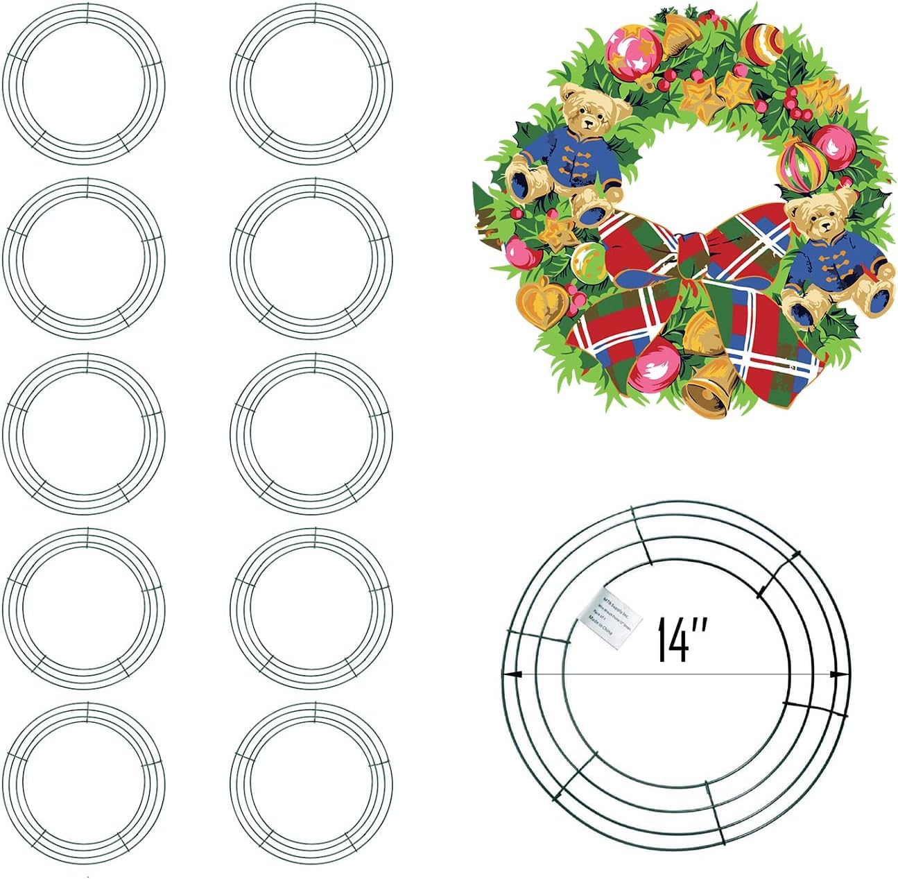 Wire Wreath Frames Pack of 10 - Green 14"-image-c0386cac-6682-4831-95ca-2fefc781c22a-105917