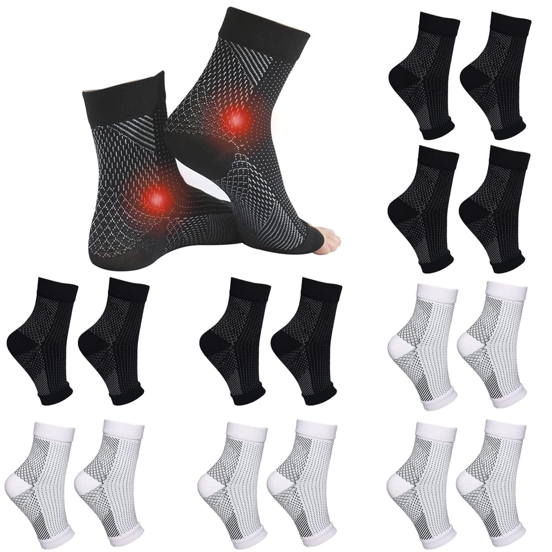 Compression Socks for Pain Relief - White & Black 5-7.5-image-c229927e-dbb8-496c-a484-893a2b7bcfc3-89687