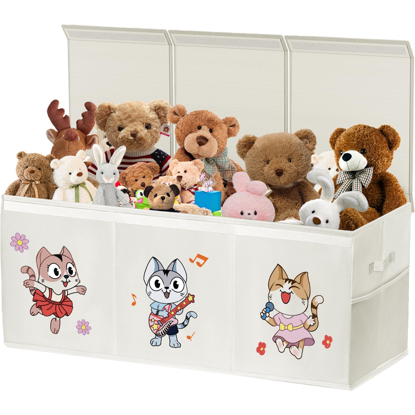 Collapsible Extra Large Toy Box with Lid and Handles - Beige 96x34x39cm-image-cf80da6a-1ffc-48c5-a1a1-41dedbc4d6de-96848