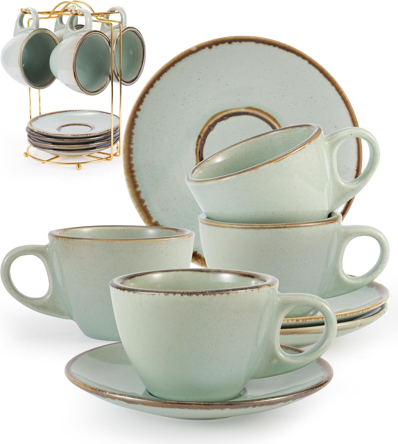 Cappuccino Cup & Saucer Set 4pc - 8oz Cafe Green-image-9e2c1f85-af7c-4d39-860e-054fd6f1283b-4393