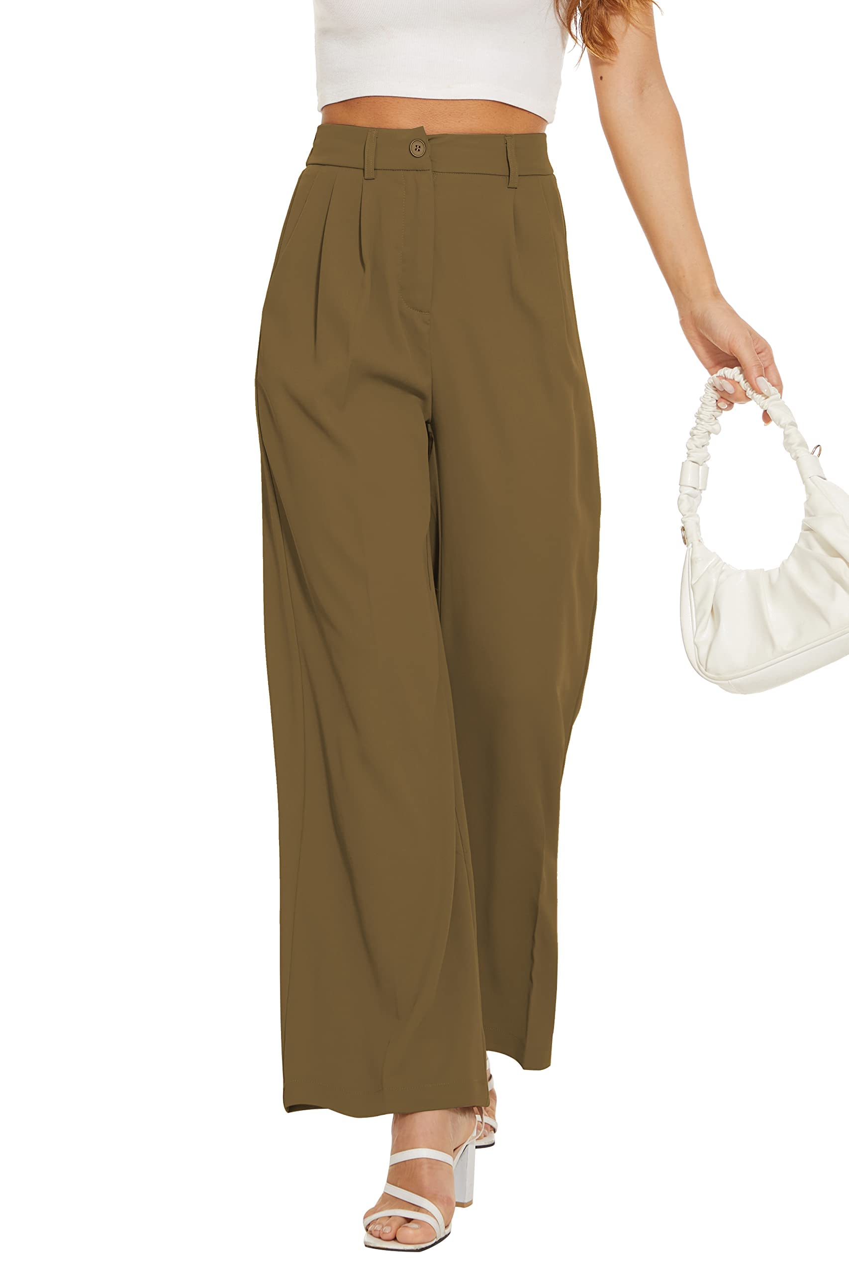 Women's Wide Leg Trousers - Khaki XL Short-image-c57a7499-be7c-43a4-8d92-b1aaf78c8a58-108713
