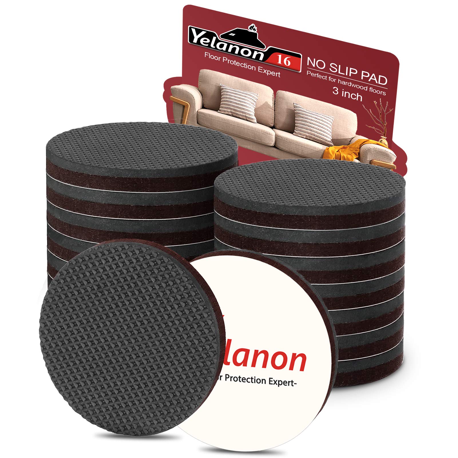 Non-Slip Furniture Pads 16pcs, 3" Self-Adhesive Rubber Feet for Furniture Legs - Protects Hardwood Floors-image-81834874-8e8f-4c51-9e88-89ddab473da7-68419