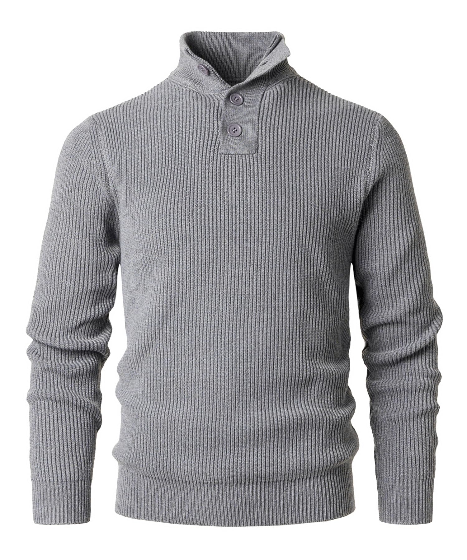 Men's Knitted Jumper Button Neck - Grey XXL-image-6efb3de4-35e9-4cf2-9f80-4cb41495a023-111209