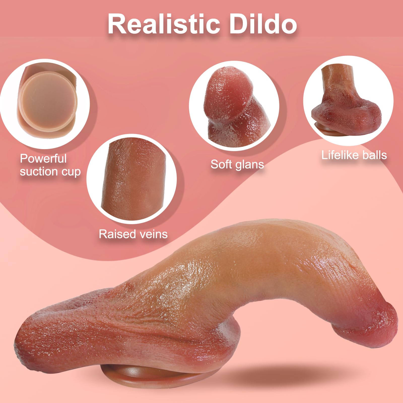 9 Inch Realistic Silicone Dildo With Suction Base, Flexible Design For G-