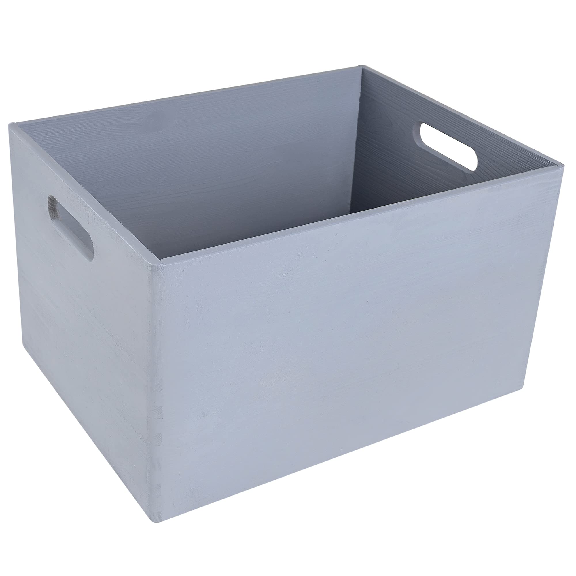 Wooden Storage Crate with Handles - Grey 40 x 30 x 24 cm-image-b35cbabb-b0c3-4d11-bdef-2d57fa30d334-121255