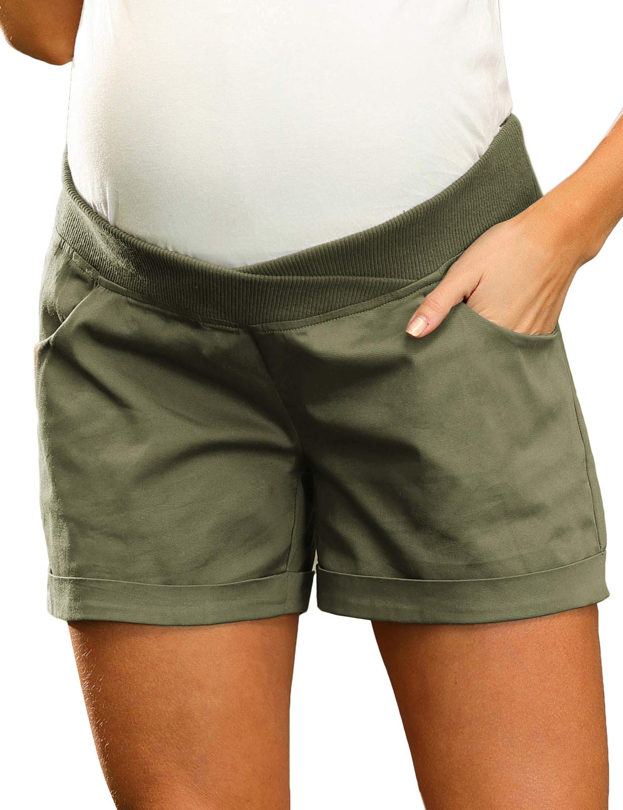 Maacie Maternity Shorts with Pockets for Women Low Casual Green,-image-ae54c6ef-9537-4ee8-8f77-3b790b7c5795-54781