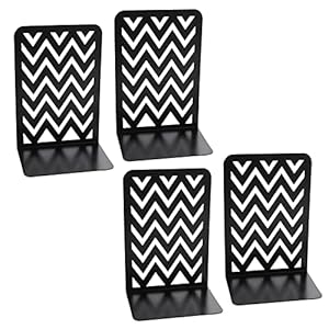 Coolnice Black Steel Wave Pattern Bookends (2 Pairs)-image-cf2102ec-aaff-463a-a4dc-f4d331243070-54343
