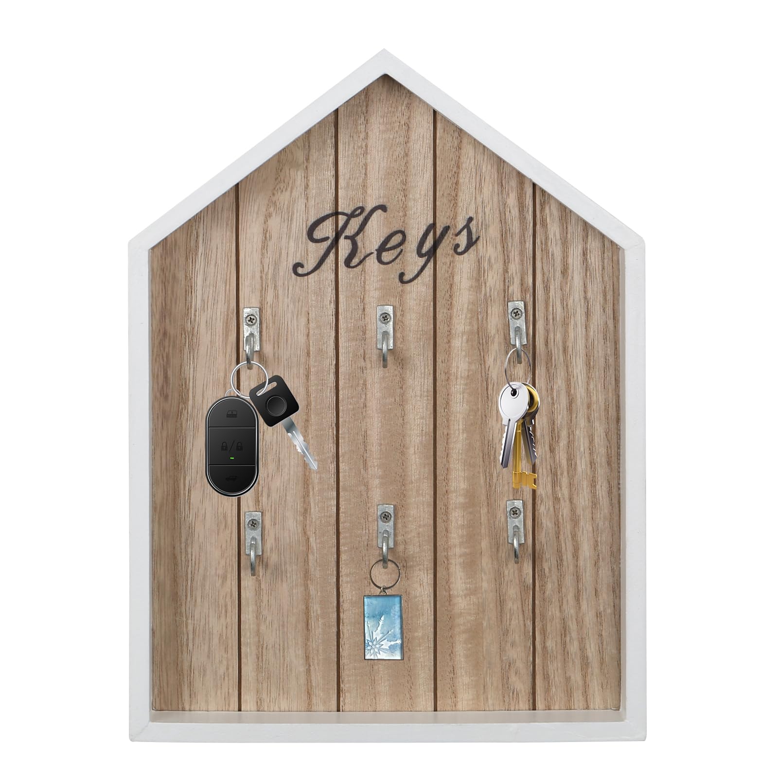 Wall Key Holder with Hooks - White 2-image-e3750242-9f02-4f51-a624-5424e3318164-114614