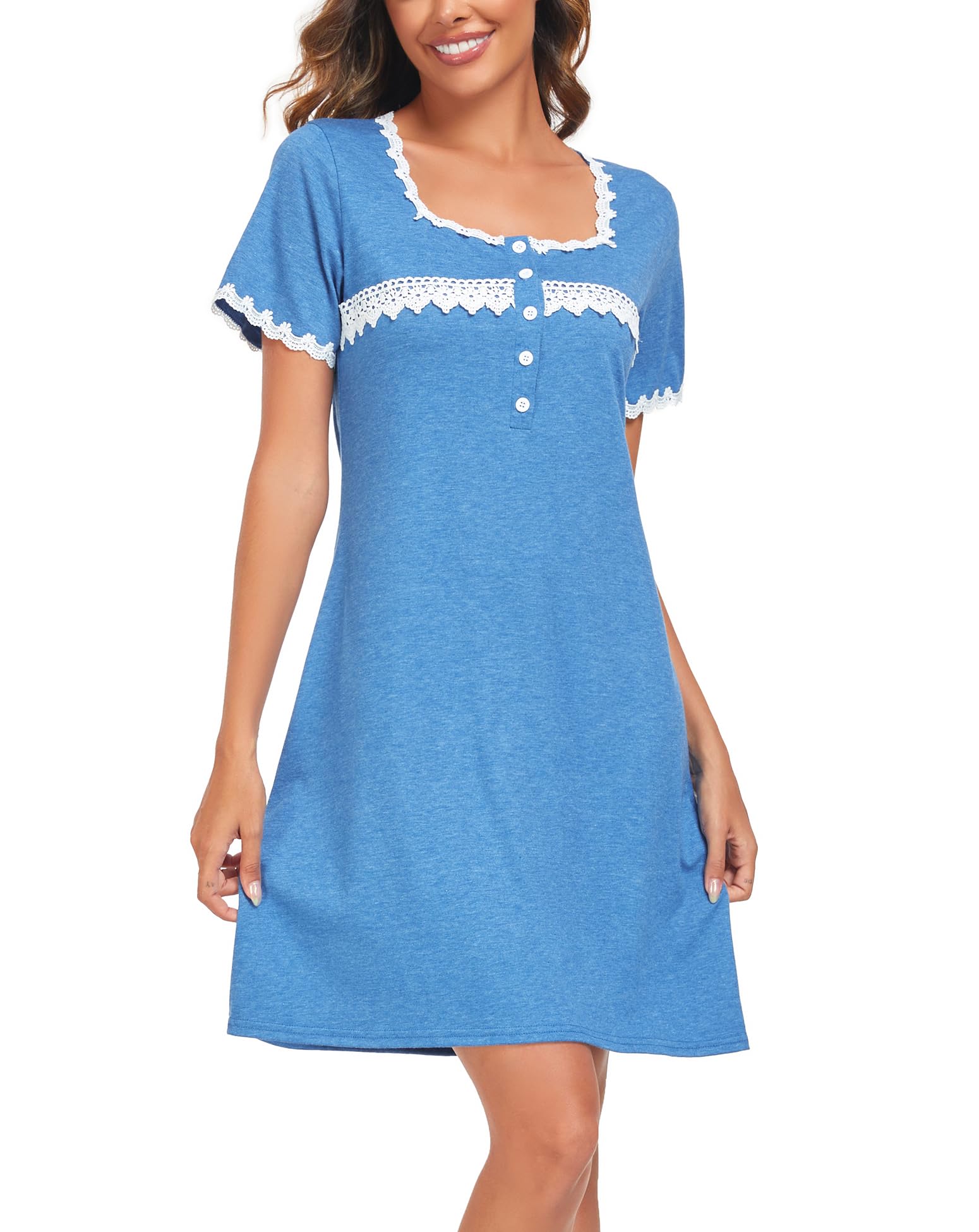 Women's Lace Nightdress - Blue M-image-5eb2620b-187d-4cd4-abea-89895e0f156f-108832