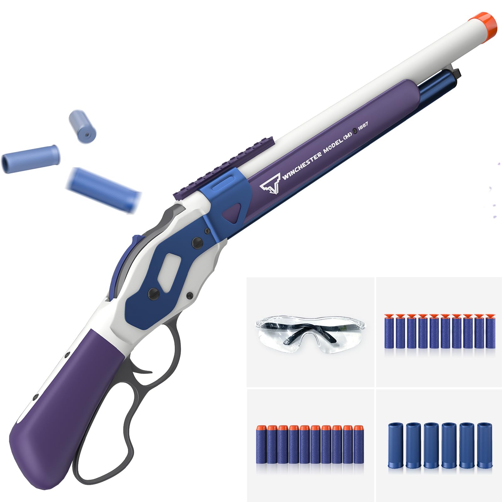 Foam Blaster Toy Gun with 10-Dart Rotating Drum, Shell Ejecting Action & Goggles for Teens & Adults-image-2cd980c3-321e-4a06-833e-a92e54fe5e5b-73873